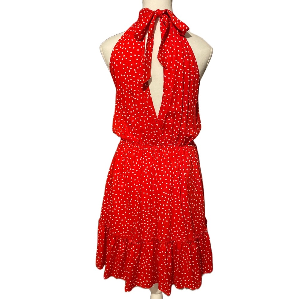 **HP** BTFBM Red Polka Dot Open Back Halter Dress - Picture 3 of 7